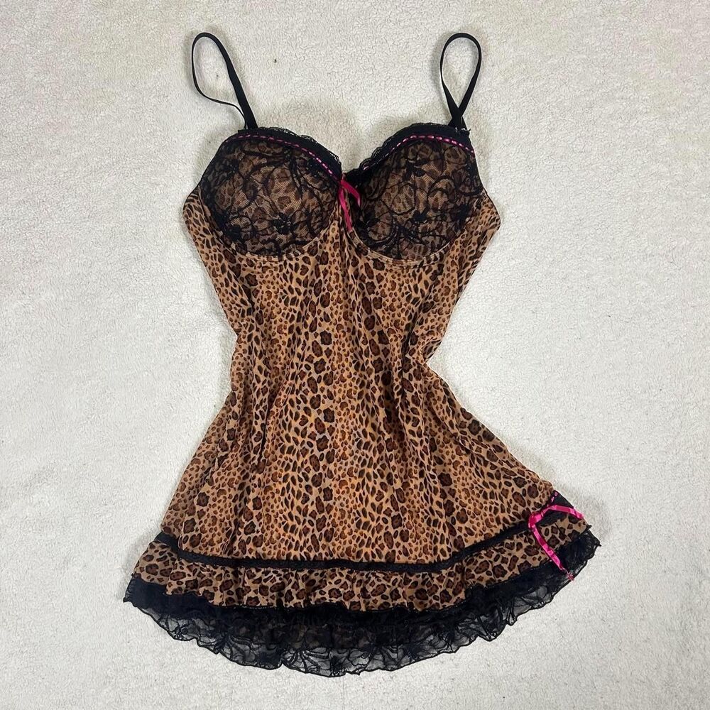 Per Lei Gyaru Mcbling Leopard Print Slip
